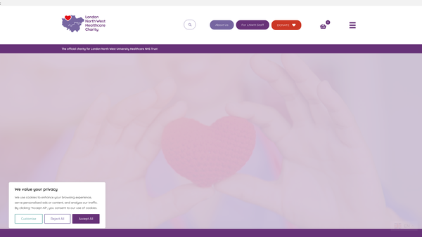 Screenshot of the London North West Healthcare Charitable Fund website