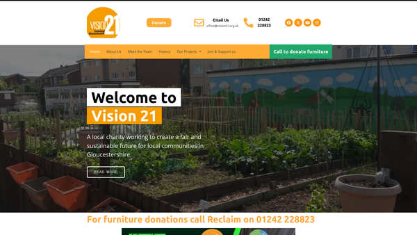 Screenshot of the Vision 21 (Gloucestershire) Ltd website