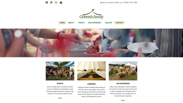 Screenshot of the Green And Away website