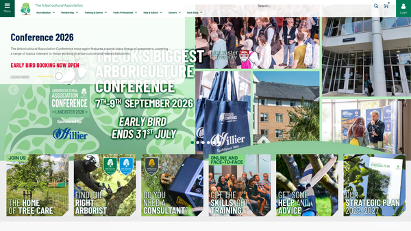 Screenshot of the The Arboricultural Association website