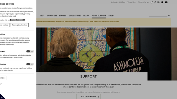 Screenshot of the The Elias Ashmole Trust website