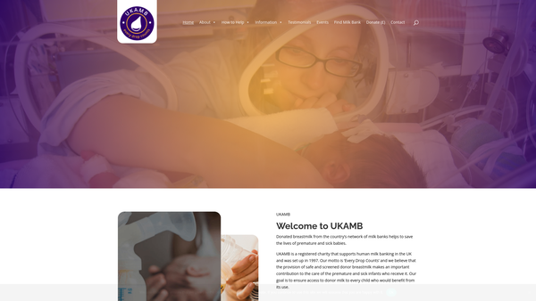 Screenshot of the United Kingdom Association For Milk Banking website