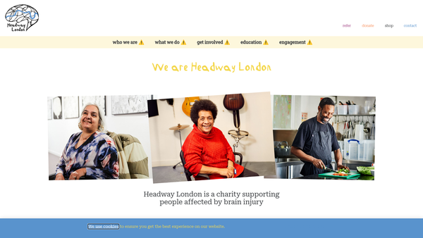 Screenshot of the Headway London - Brain Injury Services website