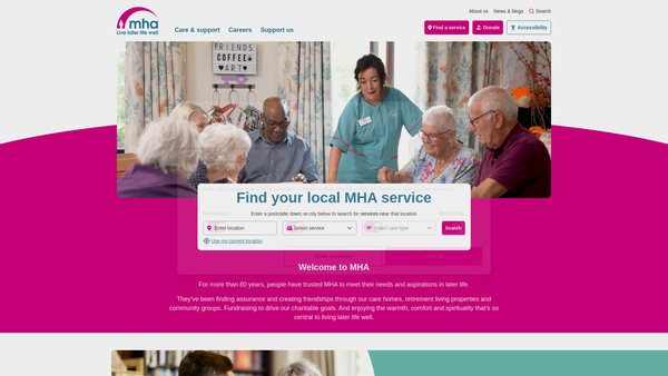 Screenshot of the Methodist Homes website
