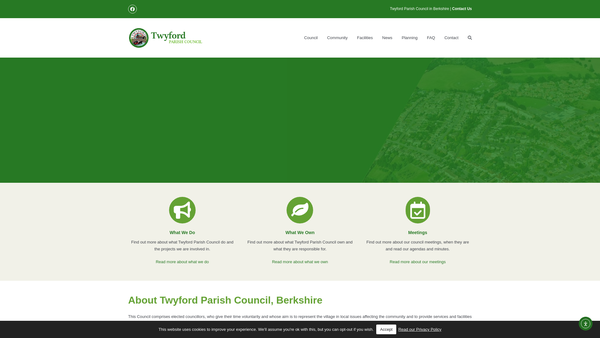 Screenshot of the King George`s Field Twyford website