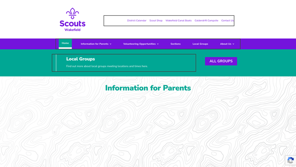 Screenshot of the Wakefield District Scout Council website