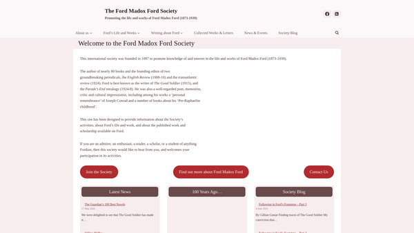 Screenshot of the The Ford Madox Ford Society website