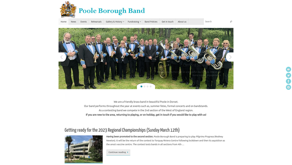 Screenshot of the Poole Borough Band website