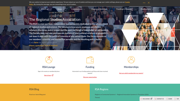 Screenshot of the Regional Studies Association website
