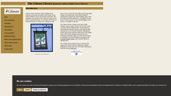 Screenshot of the The Gibson Library Society website
