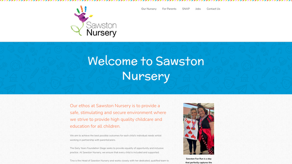 Screenshot of the Sawston Childcare Limited website
