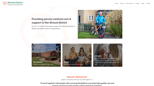 Screenshot of the Stroud & District Homes Foundation Limited website