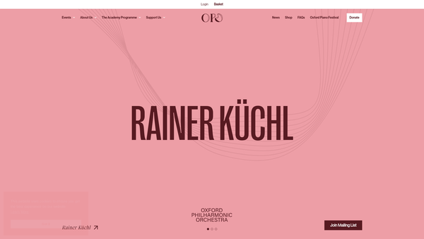 Screenshot of the Oxford Philharmonic Orchestra Trust website