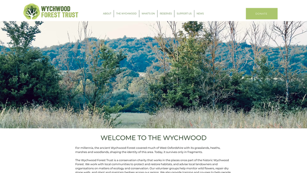 Screenshot of the Wychwood Forest Trust Ltd website