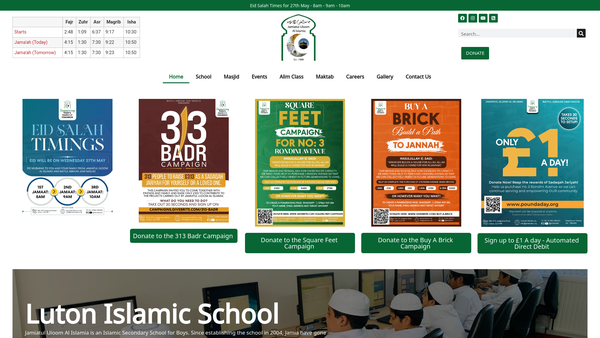 Screenshot of the Jamiatul-Uloom Al Islamia website