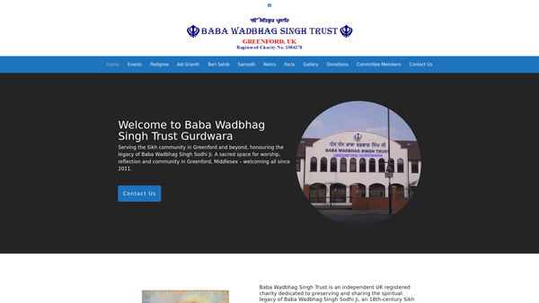 Screenshot of the Baba Wadbhag Singh Trust website