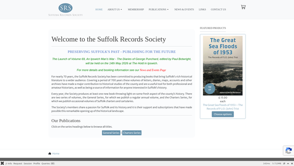 Screenshot of the Suffolk Records Society website