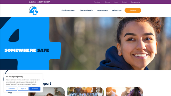 Screenshot of the For Children & Young People website