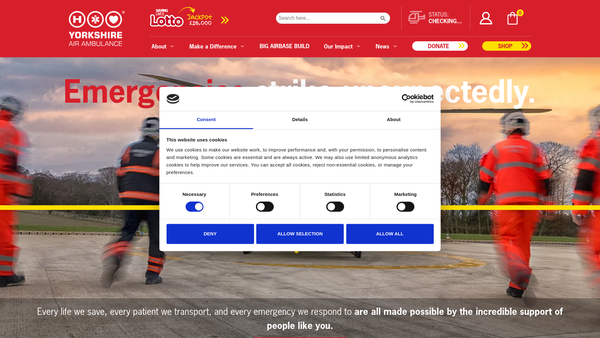 Screenshot of the Yorkshire Air Ambulance Limited website
