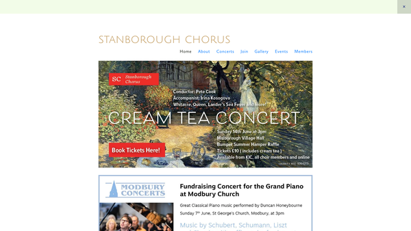 Screenshot of the The Stanborough Chorus website