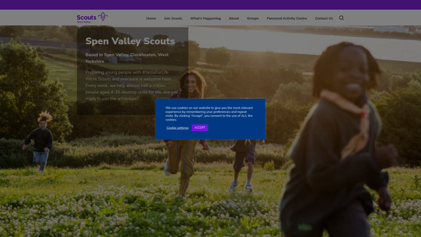 Screenshot of the First Spen Valley Scout Group website