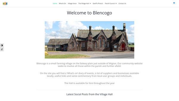 Screenshot of the Blencogo And District Village Hall website