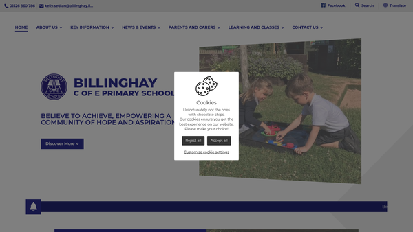 Screenshot of the Friends Of Billinghay CE Primary School website