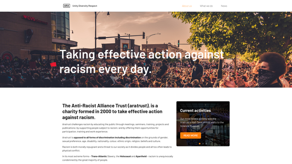 Screenshot of the Anti-Racist Alliance Trust website