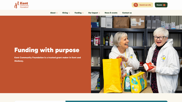Screenshot of the Kent Community Foundation website
