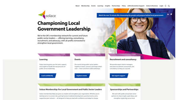 Screenshot of the The Society Of Local Authority Chief Executives And Senior Managers (Solace Group) Ltd website