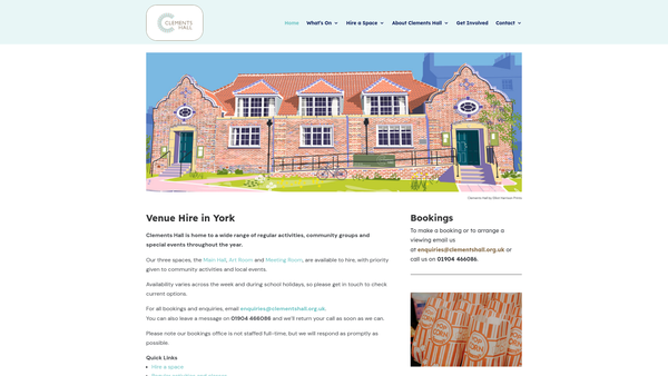 Screenshot of the Clement's Hall Trust website