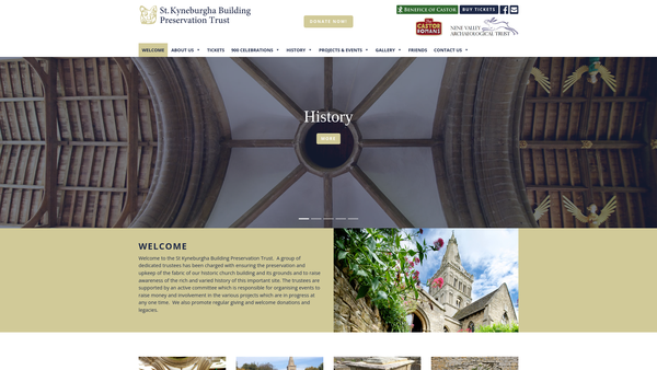 Screenshot of the St Kyneburgha Building Preservation Trust website