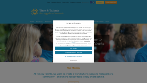 Screenshot of the Time And Talents Association website