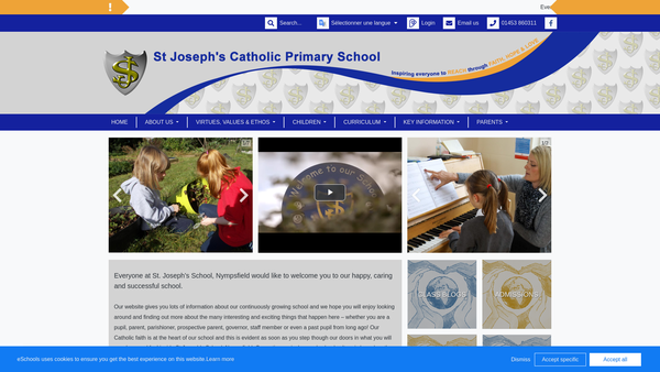 Screenshot of the St Joseph's Nympsfield Out Of School Club website