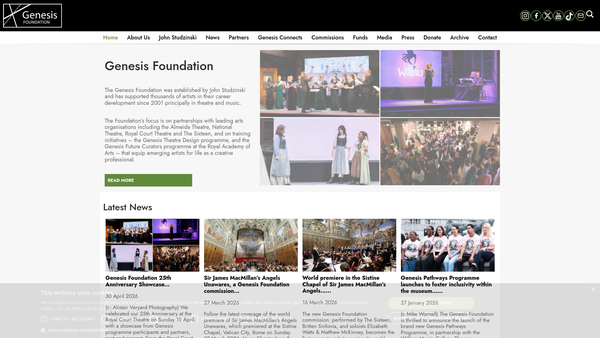 Screenshot of the Genesis Foundation website