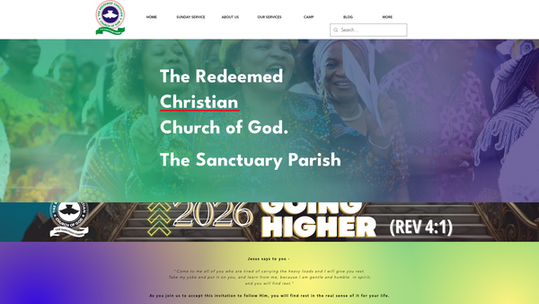 Screenshot of the Redeemed Christian Church Of God ("Rccg") The Sanctuary website