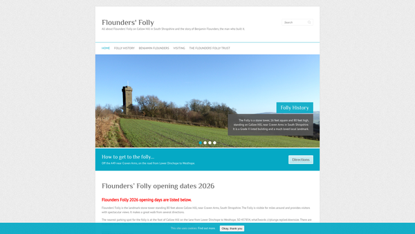 Screenshot of the The Flounders' Folly Trust website