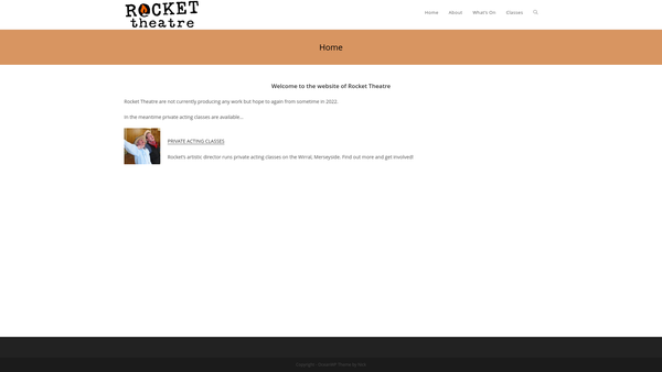Screenshot of the Rocket Theatre Company website
