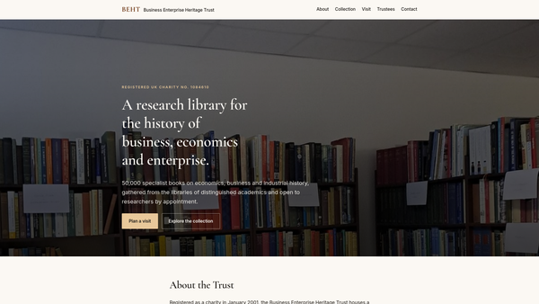 Screenshot of the Business Enterprise Heritage Trust website