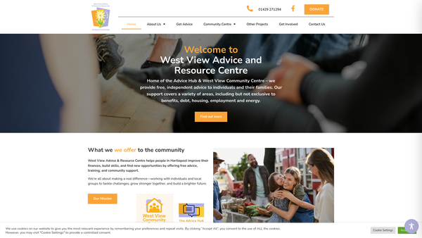 Screenshot of the West View Advice And Resource Centre Limited website