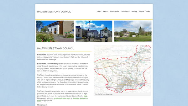 Screenshot of the Haltwhistle Town Green website