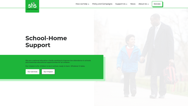 Screenshot of the School-Home Support Service (UK) website