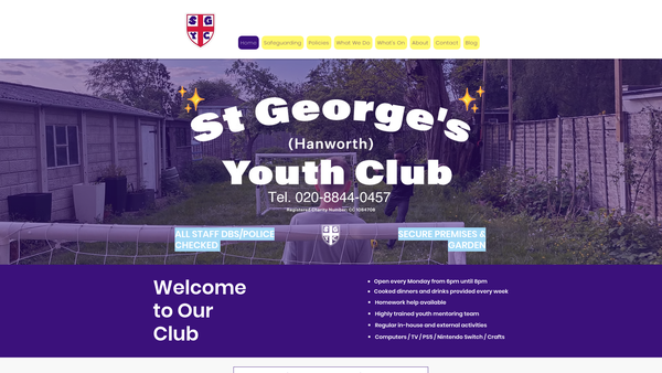 Screenshot of the St George's (Hanworth) Youth Club website