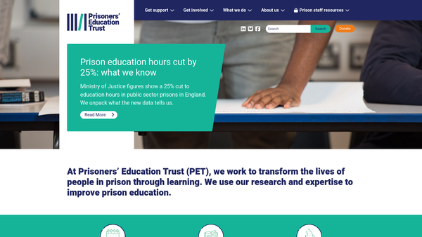 Screenshot of the Prisoners Education Trust website