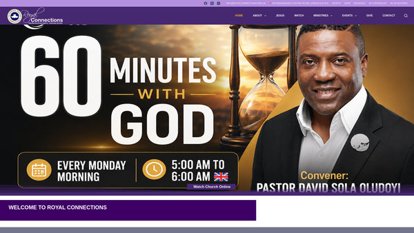 Screenshot of the Redeemed Christian Church Of God ('Rccg') Royal Connections website