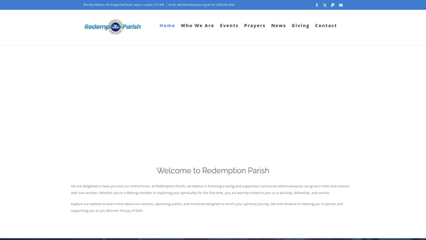 Screenshot of the Redeemed Christian Church Of God ('Rccg') Redemption Parish website