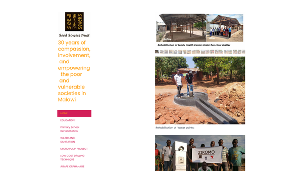 Screenshot of the Seed Sowers Trust website