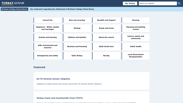 Screenshot of the Torbay Shopmobility website