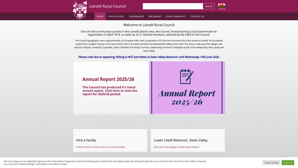 Screenshot of the King George`s Field Felinfoel website