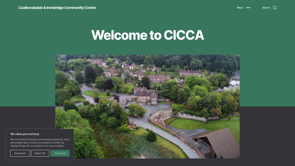 Screenshot of the Coalbrookdale And Ironbridge Community Association website